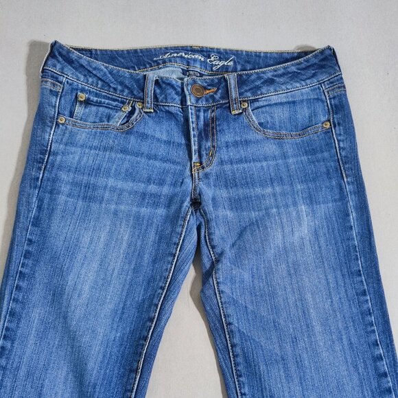 American Eagle jeans women's size 6 Long denim blue Favorite Boyfriend Boot cut - Picture 2 of 14